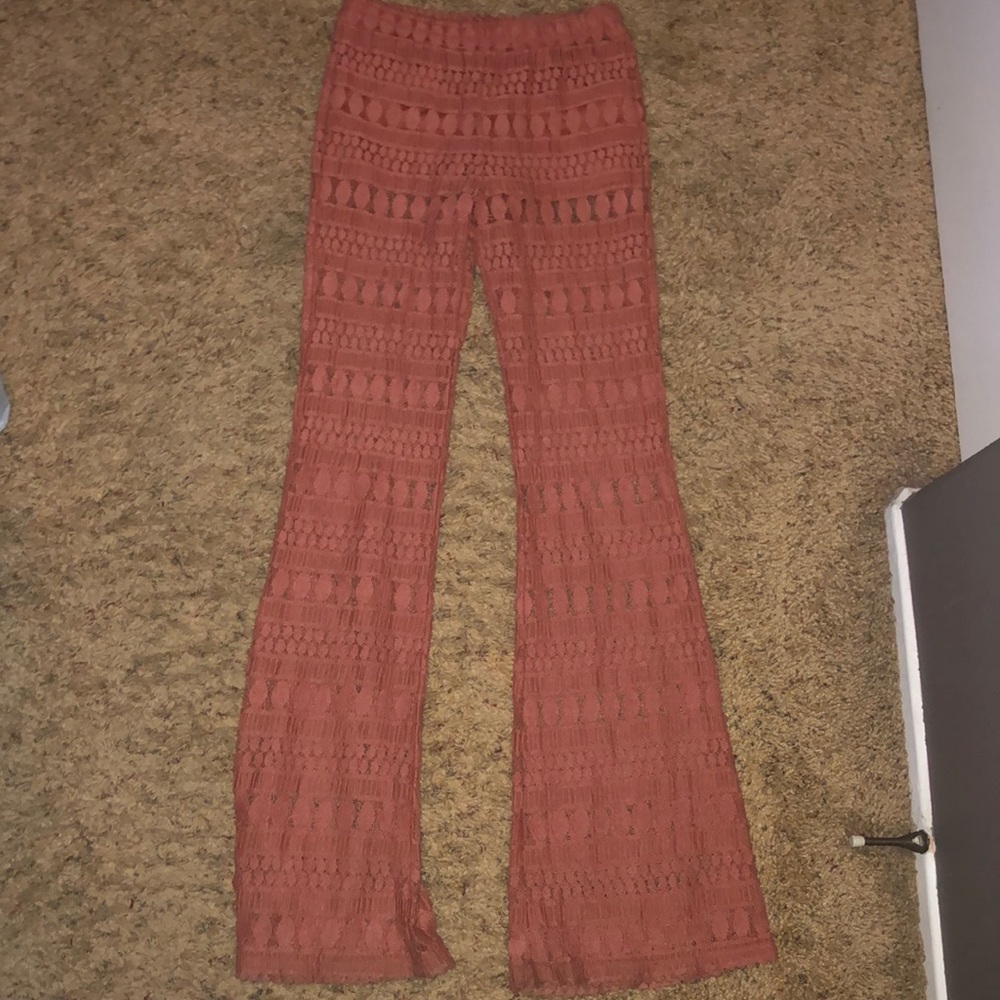 BEAND NEW FLARE LACE PINK PANTS